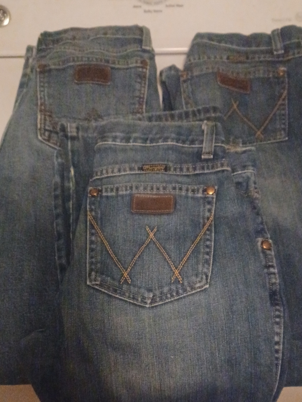 Wrangler Retro Boys Blue Denim Jeans, Stretch, Size 16 Regular, 4 Pair.